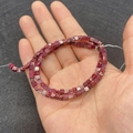 DIY cubic 3mm emperor stone beads in natural reddish-brown marble texture - 3x3mm / Dark Red Wine Texture (No.12)
