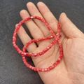 Red 3mm imperial stone cube loose beads for DIY necklaces and handmade bracelets - 3x3mm / Red Natural Texture (No.13)