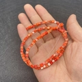 Strand of 3mm square imperial jasper beads in warm orange-red with marble texture - 3x3mm / Orange Red Stone (No.14)