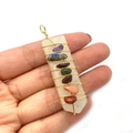 Pendentif cristal d'énergie sept chakras avec fil en or rose et base de quartz blanc - Blanc
