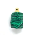 Green malachite perfume bottle pendant with golden metal cap for jewelry DIY - 18x33mm / Malachite Gold