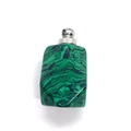 Deep green malachite textured rectangular pendant with silver metal top for DIY necklace - 18x33mm / Malachite Silver
