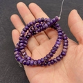 Flat round imperial stone beads in purple marble texture for DIY jewelry making - 4x6MM / Size 16
