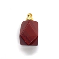 Faceted red jasper stone pendant with gold metal bail for DIY necklace crafts - 18x33mm / Rainbow Stone Gold