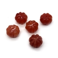 Cinq perles citrouilles en cornaline orange avec trou central pour bijoux DIY - 8x14mm (environ 1,5g/pièce) / Rouge Orangé