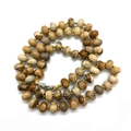 Natural picture jasper rondelle bead necklace with handmade knots and lobster clasp - Jasper