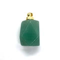 Green aventurine gemstone pendant with geometric facets and a golden clasp - 18x33mm / Green Aventurine Gold