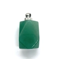Deep green natural aventurine stone pendant in faceted rectangular geometric design - 18x33mm / Green Aventurine Silver