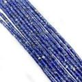 Polished 4x4mm cylindrical imperial stone beads in vibrant sea blue marble texture - 4x4mm / Deep Lake Blue (10)