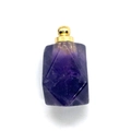 Faceted purple amethyst prism pendant with decorative golden metal cap for necklaces - 18x33mm / Amethyst Gold