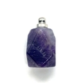 Geometric cut natural amethyst crystal perfume bottle pendant with silver screw cap - 18x33mm / Amethyst Silver