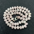 Natural rose quartz abacus bead necklace with pink cord and silver lobster clasp - Rose Quartz