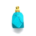 Faceted turquoise prism pendant with golden metal cap for DIY necklace making - 18x33mm / Blue Turquoise Gold