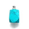 Blue turquoise faceted prism pendant with silver bail for DIY necklace making - 18x33mm / Blue Turquoise Silver