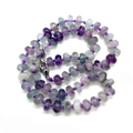 Natural purple and green fluorite beaded necklace with purple cord and metal clasp - Purple Fluorite