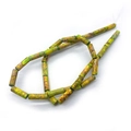 Perles cylindriques en turquoise impériale verte 4x13mm avec veines naturelles brunes - Style pierre veinée verte cylindrique (N° 9) / 4x13mm / Jaune-vert