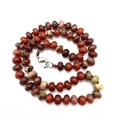 Natural red jasper abacus bead necklace with secure lobster clasp and hand-knotted cord - Rainbow Stone