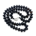 Polished black agate 5x9mm abacus beads necklace with silver lobster clasp closure - Black Agate