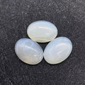 Drie ovale cabochon witte agaat edelstenen voor ringen en sieraden maken - 6X8mm / Nr. 2 - Witte Agaat