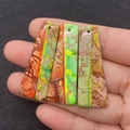 Ciondolo rettangolare in pietra naturale con trama di diaspore imperiale per gioielli - Trama Arancione Verde Marrone (N. 1)