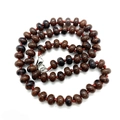 Abacus-shaped dark brown natural stone bead necklace with handmade red knotted cord - Swan Stone
