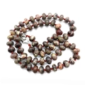 Natural abacus bead necklace with green and red gemstones and red braided rope cord - Ocean Jasper