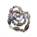 Natural cylindrical stone beads 10x20mm necklace with gray and brown agate stone elements - 10x20mm / Grey Brown Agate Style (16号)