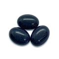Drie ovale gepolijste blauwe goudsteen cabochons met sprankelend sterrenglitter effect - 6X8mm / Blauwe zandsteen