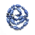 Natural sodalite beaded necklace with blue and white cylindrical stones and lobster clasp - 10x20mm / Sodalite Style (13号)