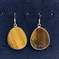Handmade golden tiger eye stone earrings in a pear-shaped drop design for women - 26x35mm / Tiger Eye
