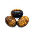Set van drie gepolijste ovale tijgeroogstenen met typische geelbruine chatoyancy - 10x14mm / Nr.20 Tijgeroog
