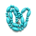 Blue-green turquoise cylinder beads with black matrix veins for DIY jewelry making - 10x20mm / Turquoise Style (2号)
