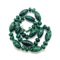 Natural ruby in zoisite beaded necklace with green stone oval beads and silver lobster clasp - 10x20mm / Ruby Zoisite (No 3)