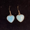 Light blue heart-shaped natural stone earrings with gold plated edges and hook - Light Blue (No.7)