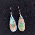 Waterdrop turquoise earrings in vibrant blue and red tones with silver hooks - Blue Brown Marble (7)