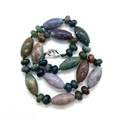 Natural mixed gemstones 10x20mm cylinder loose beads necklace with silver lobster clasp - 10x20mm / Mixed Mineral Style (12号)