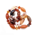 Polished cylindrical mixed agate stone beads in warm hues for DIY jewelry creation - 10x20mm / Carnelian Agate Style (15号)