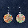 Bohemian silver-tone round drop earrings with multi-color stone and Tree of Life charm - Tree of Life (No.8)