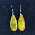 Teardrop stone hook earrings with vibrant orange green and yellow imperial stone patterns - Yellow Orange Green (9)