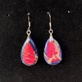 Pink and blue teardrop stone drop earrings with marble texture and silver hooks - Rose Blue