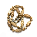 Natural Picture Jasper beaded necklace with olive-shaped stones and golden cord detail - 10x20mm / Picture Jasper Style (21号)
