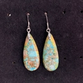 Waterdrop-shaped teardrop earring in marbled blue and yellow stone with silver hook - Blue Yellow Brown (14)