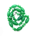 Green natural stone barrel bead necklace with emerald aventurine and silver lobster clasp - 10x20mm / Emerald Aventurine Style (22号)