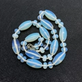 Cylindrical milky white opal beads with silver lobster clasp for DIY jewelry - 10x20mm / Opalite Style (26号)