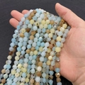 Faceted natural agate stone beads in multi-color pastel shades for DIY jewelry making - 6mm / Flower Amazonite