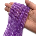 Strand of faceted purple amethyst stone beads for DIY jewelry making and bracelet assembly - Purple Crystal