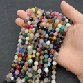 Faceted natural gemstone agate beads for DIY jewelry making in various mixed colors - Colorful Natural Stone