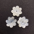 White mother of pearl cherry blossom shell beads for DIY jewelry with center hole - Style 2 (12mm)