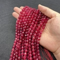 Deep red faceted agate beads, 6-10mm irregular natural stones for DIY jewelry making - Rose Red Natural Stone