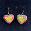 Heart-shaped multi-color stone earrings with gold metal plating on a black background - Red Yellow Green Ore (No. 7)